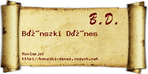 Bánszki Dénes névjegykártya